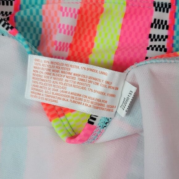 Cat & Jack Girls Swimsuit Set Pink Blue Medium Bikini Skirt Cover Stripe 3 Piece - Picture 13 of 16